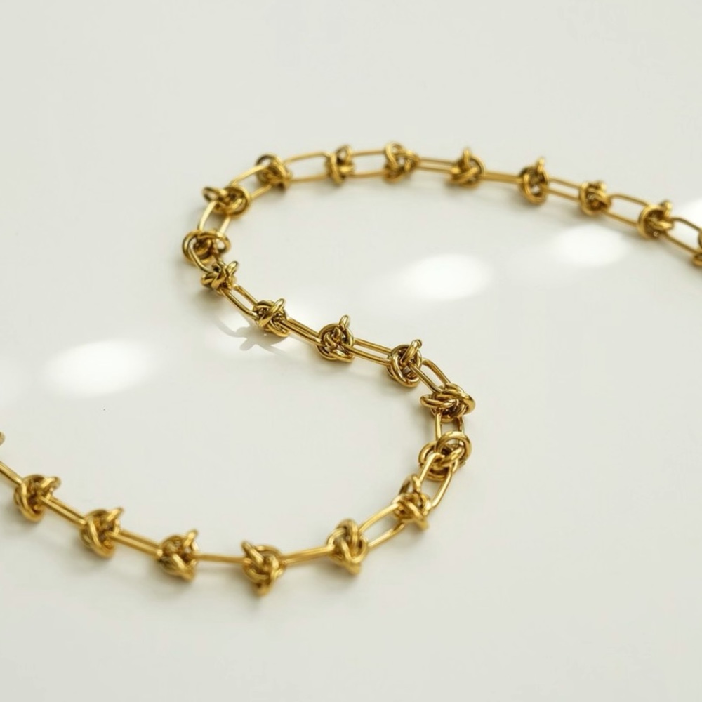 Link Choker Necklace | Gold Plated Stainless Steel Necklace - Picture 4 of 4